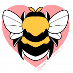Bee on pink heart background